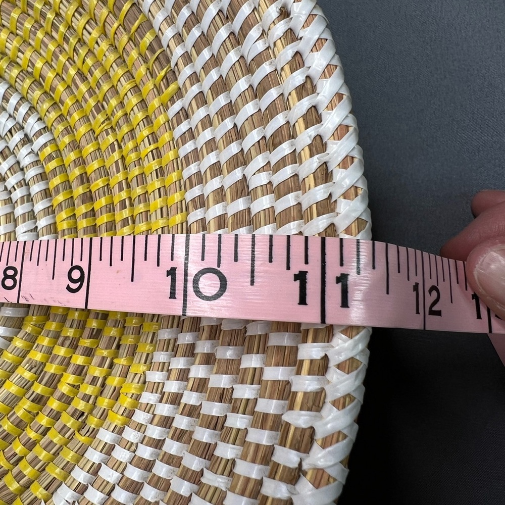 Handwoven Yellow & White Coil Basket Boho Coastal Decor - Picture 3 of 8